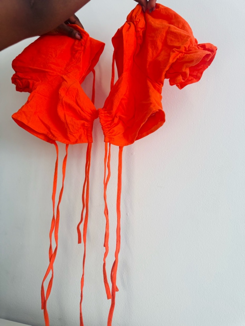 Vibrant Orange Tie-Front Crop Top